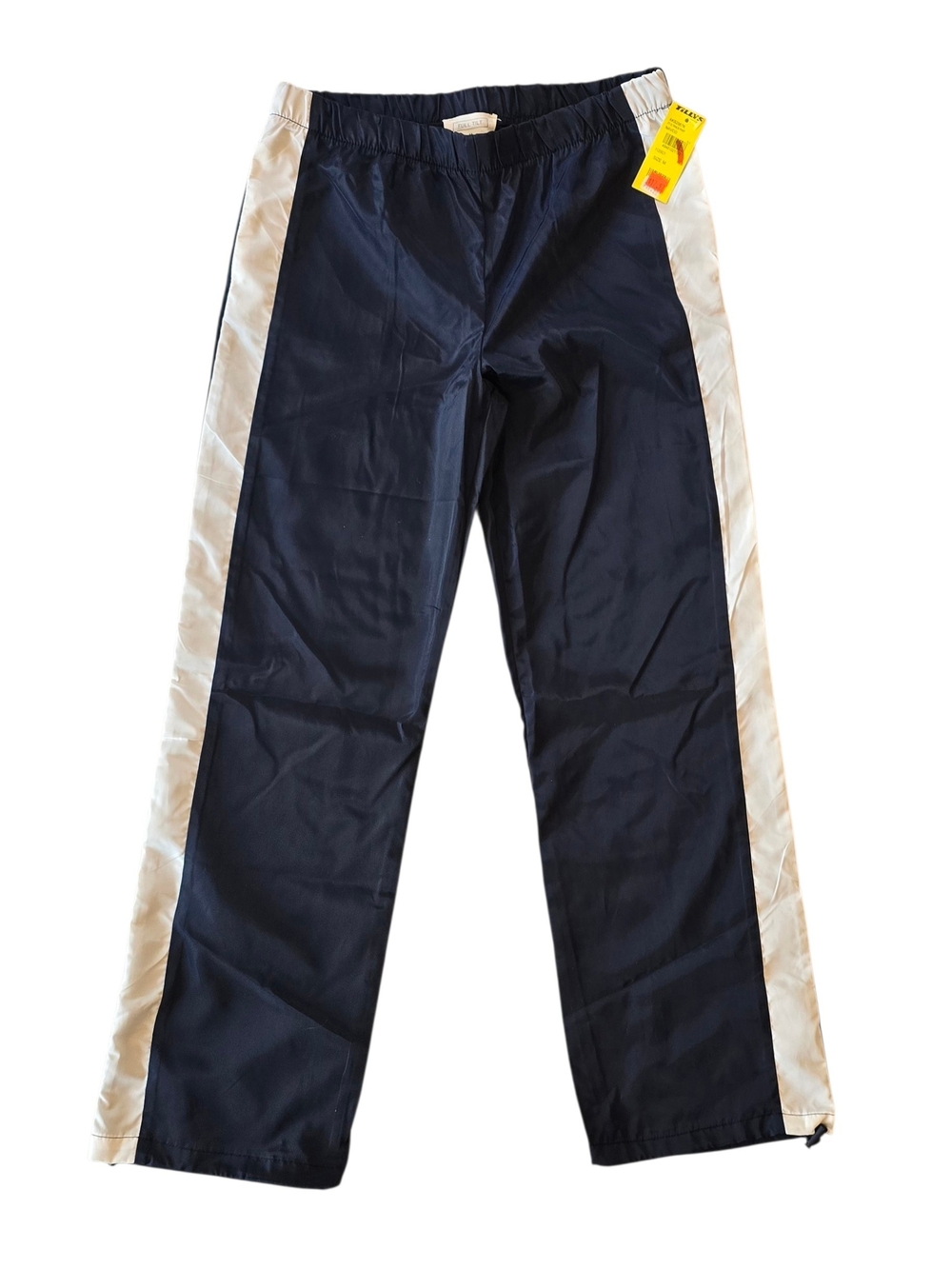 Full Tilt Navy Unlined Windbreaker Pants with White Side Panels And Pockets.